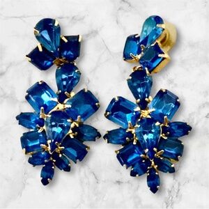 Royal blue bridal earrings, blue rhinestone earrings, sapphire crystal wedding